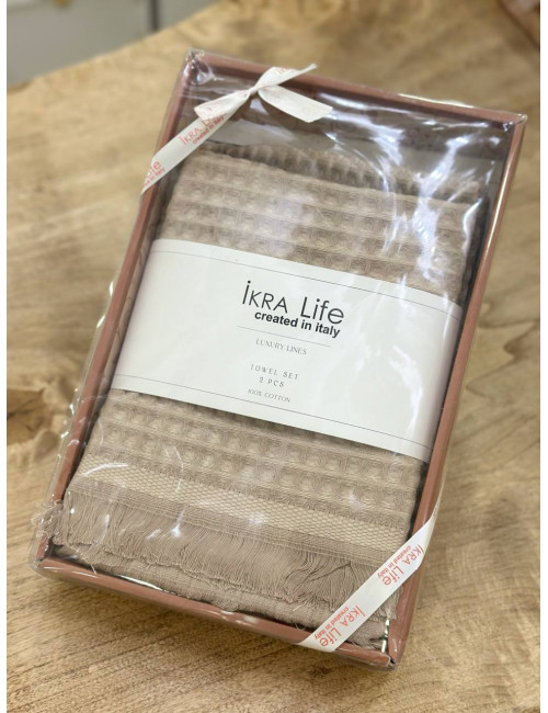 IKRA LIFE | КОМПЛЕКТ ВАФЕЛЬНЫХ ПОЛОТЕНЕЦ (Коричневый) 50X90 см (1 шт) + 70Х140 см (1 шт)